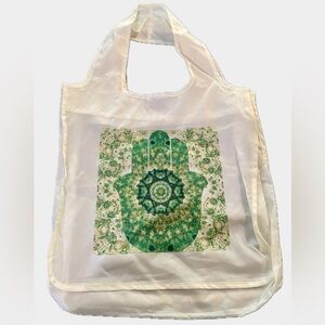 Hamsa healing hand sholder grocery or shopping bag NEW green and white